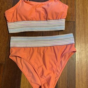 Missoni Multicolor Striped Bikini with Orange Accents
